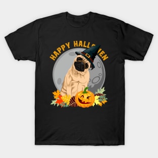 Happy Halloween Pug Dog and Pumpkin T-Shirt